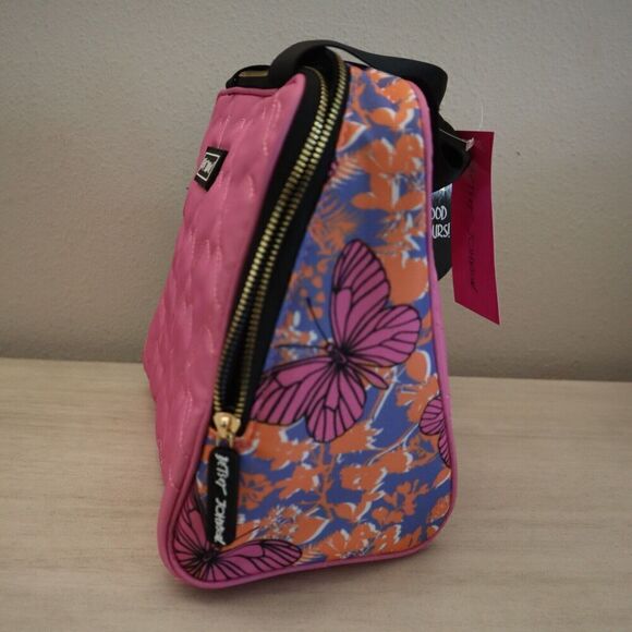 Betsey Johnson TBJ-1286 Pink Multi Heart Insulated Lunch Tote W/Mesh Pouch - Picture 7 of 9
